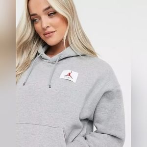 Nike Air Jordan Womens Flight Fleece Pullover Hoodie, Grey, Size S
